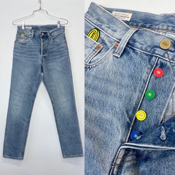 $168 NWOT LEVI'S X SUPER MARIO 501 '93 STRAIGHT Jeans Nintendo Premium sz 25 27"